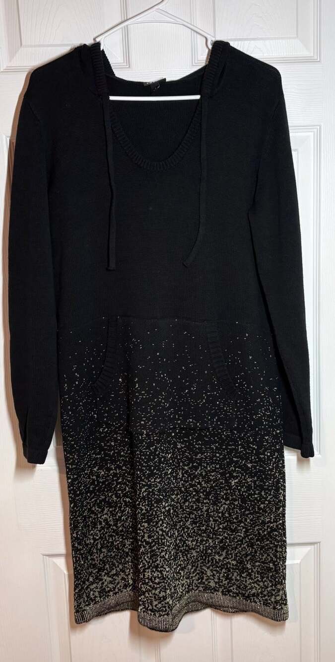 Torrid Black and Gold Ombre Knit Hoodie Sweater Dress Size 1